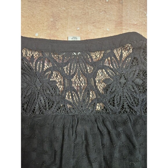 Ava & Viv Boho Tunic Top Black Plus Size 1X Blouse Lace Accents - Picture 7 of 7